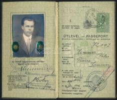 1937-1940 Bp., A Magyar Királyság által kiállított fényképes útlevél, vízművek főmérnökének részére,...