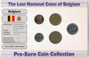 Belgium 1981-1998. 50c - 50F (5xklf) forgalmi szett "Belgium utolsó nemzeti pénzei" T:2,2- Belgium 1981-1998. 50 Centimes - 50 Franc (5xdiff) coin set "The Last National Coins of Belgium" C:XF,VF