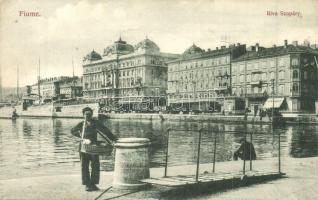 Fiume, Riva Szapáry / kikötő, gőzhajók / port, steamships (EK)