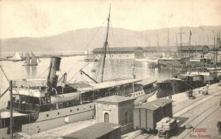 Fiume, Riva Szapáry / kikötő, gőzhajók, rakpart, Ed. Feitziger kiadása / port, steamships, quay (EK)