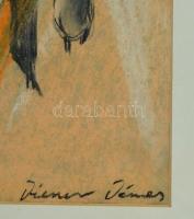 Diener jelzéssel: Nagyvárosi korzó. Pasztell, papír, üvegezett keretben, 40×49 cm