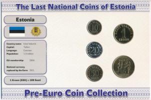 Észtország 1994-2004. 10s - 5K (5xklf) forgalmi szett Észtország utolsó nemzeti pénzei T:1-,2 Észtország 1994-2004. 10 Senti - 5 Krooni (5xdiff) coin set The Last National Coins of Estonia C:AU,XF