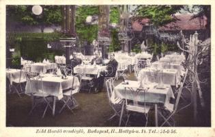 Budapest I. Hattyú utca 14. Özv. Tory Györgyné Zöld Hordó vendéglője, kerthelyiség, terasz (EK)