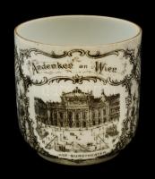 Bécsi városképes Victoria porcelán csésze, matricás, jelzett, kis kopásnyomokkal, d: 7 cm