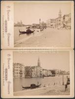 1898 Velence, 5 db keményhátú fotó P. Salviati műterméből, gondolások, Szent Márk-bazilika, 11x17 cm / Venice, Venezia, 5 photos, St Marks Basilica, gondola