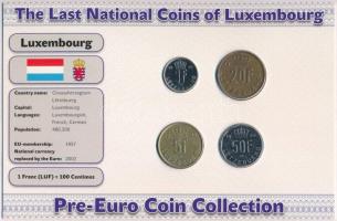 Luxemburg 1989-1990. 1F - 50F (4xklf) forgalmi szett "Luxemburg utolsó nemzeti pénzei" T:2,2- Luxembourg 1989-1990. 1 Franc - 500 Francs (4xdiff) coin set "The Last National Coins of Portugal" C:XF,VF