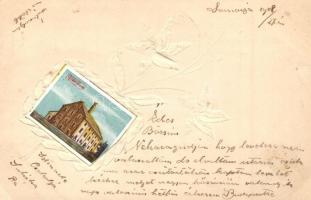 Somorja, Somorin, Samoryn; Gőzmalom, dombornyomott virágos díszítéssel / steam mill, floral Emb. (EK)