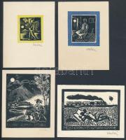 Vadász Endre (1901-1944): 6 db ex libris, linó/fametszet, papír, jelzettek, különböző méretben