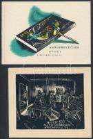 Vadász Endre (1901-1944): 2 db alkalmi kisgrafika, fametszet, papír, jelzettek a fametszeten, különböző méretben