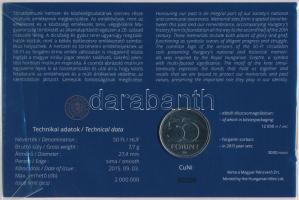 2015. 50Ft Cu-Ni "Nemzeti és Történelmi Emlékhelyek" első napi veret számozott emléklapon ...