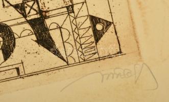 Hincz Gyula (1904-1986): Formák, rézkarc, papír, jelzett. felcsavarva, 29,5×39 cm