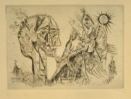 Hincz Gyula (1904-1986): Alkotás, rézkarc, papír, jelzett. felcsavarva, 24×33,5 cm