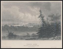 cca 1840 Egyesült Államok, Itasca Lake acélmetszet / USA Itasca Lake engraving 17x14 cm