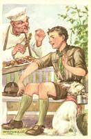 4 db RÉGI cserkész képeslap, Márton L. aláírásával, Cserkész levelezőlapok kiadóhivatala / 4 pre-194...