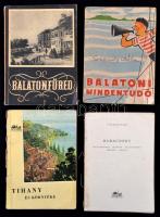 cca 1950 9 db útikalauz és turistakönyv, köztük, Balatoni mindentudó, Balatonfüred, Mátra, Bakony, Bükk útikönyvek