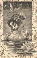 2 db 1903 előtti motívumlap: hölgyek / 2 pre-1903 motive cards, floral Art Nouveau