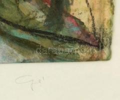 Gombosné B. Éva (1957- ): Odavezető út, akvarell, papír, jelzett, üvegezett fa keretben, 40×31 cm