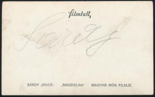 Sárdy János (1907-1969) színész aláírása őt ábrázoló fotó hátoldalán