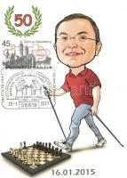 5 db MODERN sakk képeslap, alkalmi bélyeggel és bélyegzéssel / 5 MODERN chess postcards with So. Stp...