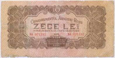 Románia / Szovjet megszállás 1944. 10L T:III-,IV Romania / Soviet occupation 1944. 10 Lei C:VG,G Krause M11