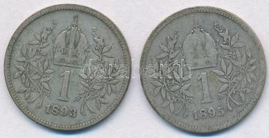 Ausztria 1893-1895. 1K Ag "Ferenc József" (2x) T:2-,3
Austria 1893-1895. 1 Corona Ag &quo...