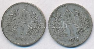 Ausztria 1900-1901. 1K Ag "Ferenc József" (2x) T:2-
Austria 1900-1901. 1 Corona Ag "...
