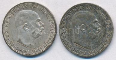 Ausztria 1915-1916. 1K Ag "Ferenc József" (2x) T:2 patina Austria 1915-1916. 1 Corona Ag "Franz Joseph" (2x) C:XF patina