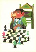 11 db MODERN sakk képeslap, vegyesen / 11 MODERN chess postcards