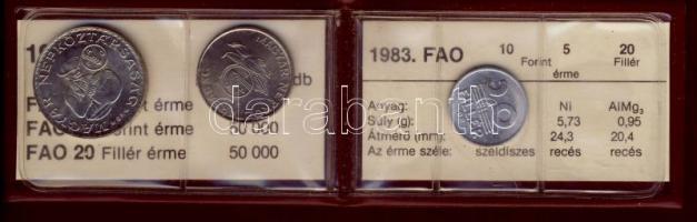 1983. 20f, 5Ft, 10Ft "FAO" T:1 Eredeti tokban, tanúsítvánnyal!