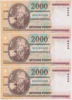 2000. 2000Ft "Millenium" (3x) sorszámkövetők T:I,I-