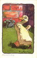 5 db RÉGI kacsás motívumlap, Harry Rountree aláírásával / 5 pre-1945 duck motive cards with the sign...