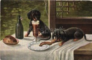 2 db RÉGI kutyás motívumlap, Aug. Müller aláírásával / 2 pre-1945 dog motive cards with the signatur...