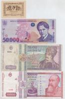 Románia 1945-1998. 20L-100.000L 7db-os vegyes bankjegy tétel T:III Romania 1945-1998. 20 Lei - 100.000 lei 7pcs of various banknotes C:F