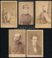 cca 1870-1900 Vegyes keményhátú fotó tétel, 6 db, Bécs Adéle,  Bp. Koller K. tanár, Bp. Kozmata Fere...