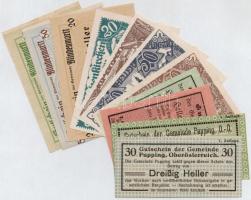 Ausztria ~1920. 10-50h (11xklf) utalvány és szükségpénz, közte Pupping, Blindenmarkt és Wizenkirchen T:I,I- Austria ~1920. 10-50 Heller (11xdiff) vouchers and necessity notes, including Pupping, Blindenmarkt and Wizenkirchen C:UNC,AU