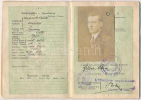 1927 Bp., A Magyar Királyság által kiállított fényképes útlevél / Hungarian passport