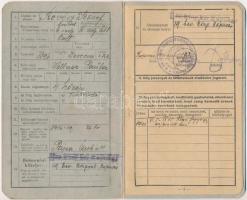 1941 Kapuvár, M. kir. 19. honv. kiegészítő kirendeltség által kiállított igazolványi lap izraelita v...