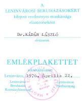 1976. "Leninvárosi Beruházásokért Kifejtett Kiemelkedő Munkáért" Br plakett, dísztokban, a...