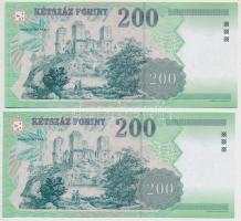 2001. 200Ft "FC 0000040 / FC 0000041" (2x) sorszámkövetők, alacsony sorszámmal! T:I
