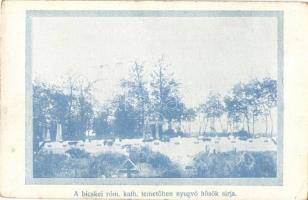 Bicske, A római katolikus és a református temetőben nyugvó hősök sírjai - 2 db RÉGI képeslap / 2 pre-1945 postcards