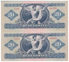 1975. 20Ft (2x) közeli sorszám T:I,II