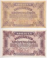 1946. 100.000AP (2xklf) egyik sorszámozott, sárgás, vízjeles papíron, "5.970/1946" rendeletszámmal; a másik fehér papíron, sorszám nélkül, elcsúszott hátlapi nyomattal T:II,III,III-