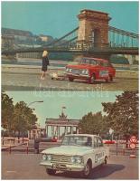 10 db MODERN Moszkvics autó motívumos képeslap, saját tokjában / 10 MODERN Moskvitsh auto motive pos...