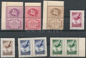 1949-1951 9 db levélzáró, közte szelvényes bélyegek és párok
