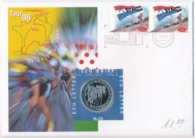 Hollandia 1996. 1E Cu-Ni Tour de France bélyeges borítékban, elsőnapi bélyegzővel T:PP Netherlands 1996. 1 Ecu Cu-Ni Tour de France in envelope with stamps and FDC cancellation C.PP Krause X#215a