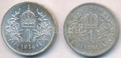 Ausztria 1894-1914. 1K Ag "Ferenc József" (2xklf) T:2,2-,1-
Austria 1894-1914. 1 Corona A...