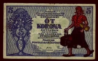 1919. 5K "Anyóka tökkel a hóna alatt" rajzzal az előlapon, hátlapi nyomat erősen balra csúszva! T:II-/III