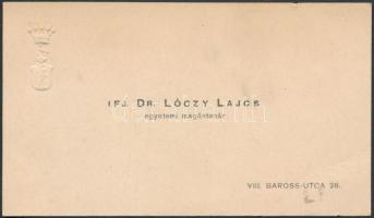 cca 1920-1930 Ifj. Lóczy Lajos (1891-1980) geológus dombornyomott névjegye
