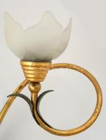 Dekoratív nyolc ágú csillár 12 db égővel és üveg burával kompletten. Festett fém,