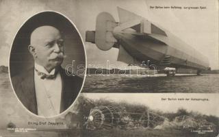 Dr. Ing. Graf Zeppelin, Der Ballon beim Aufstieg zur grossen Fahrt, nach der Katastrophe / airship accident (EB)